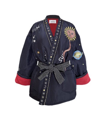 KIMONO KARMA EN SOIE NAVY Dans la société mordern