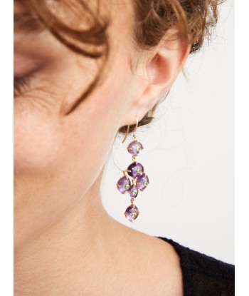 BOUCLES D'OREILLE GIRANDOLE AMETHYSTE la colonne vertébrale