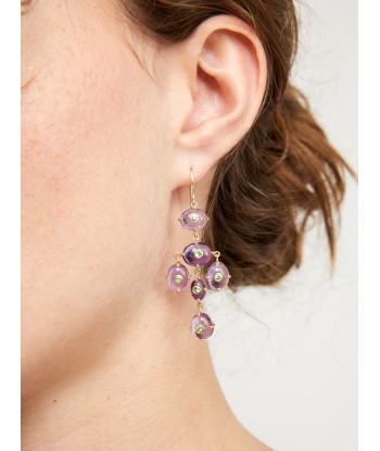 BOUCLES D'OREILLE GIRANDOLE AMETHYSTE la colonne vertébrale