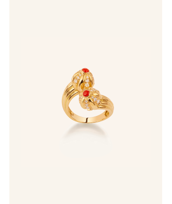 BAGUE DOUBLE GELATO CORAIL ET DIAMANTS Toutes les collections ici