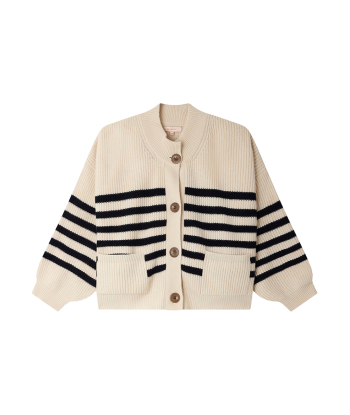 CARDIGAN ROY RAYURES NAVY WHITE JUSQU'A -70%! 