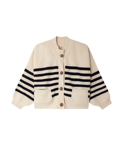 CARDIGAN ROY RAYURES NAVY WHITE JUSQU'A -70%! 