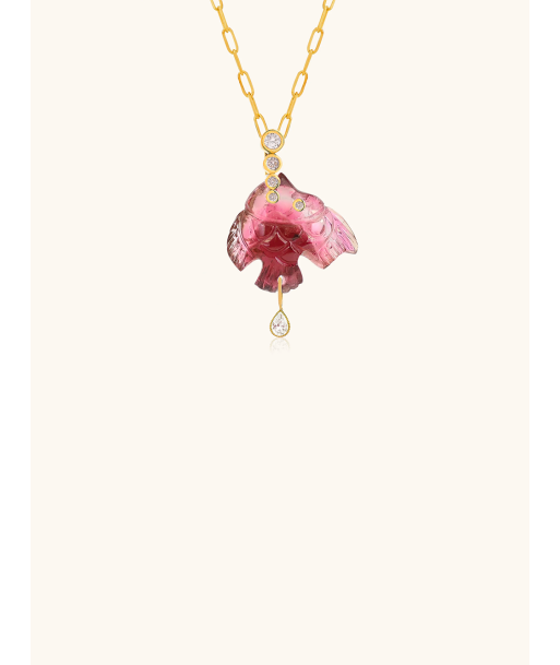 PENDENTIF POISSON TOURMALINE ROSE basket pas cher