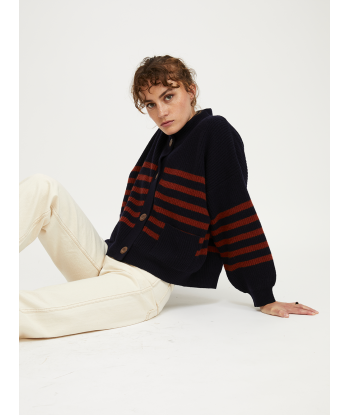 CARDIGAN ROY RAYURES HARISSA NAVY Venez acheter