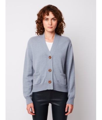 CARDIGAN LOU BLEU GRISE français