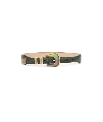 CEINTURE EXCLU CRAZY LEZARD VERT ET OR est présent 