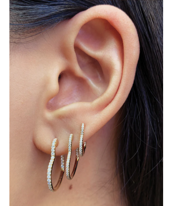 BOUCLE D'OREILLE PETIT ANNEAU FORME COEUR DIAMANTS meilleur choix