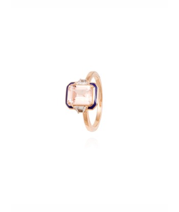 BAGUE MORGANITE DIAMANTS ET EMAIL BLEU le des métaux précieux