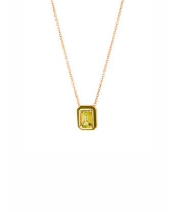 COLLIER TOURMALINE VERTE ET EMAIL OLIVE Pour