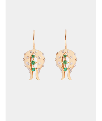 BOUCLES D'OREILLES FLEURS TSAVORITES ET DIAMANTS les muscles