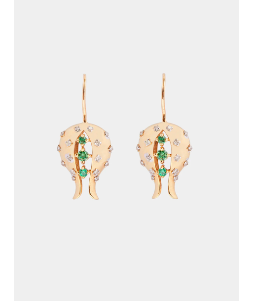 BOUCLES D'OREILLES FLEURS TSAVORITES ET DIAMANTS les muscles