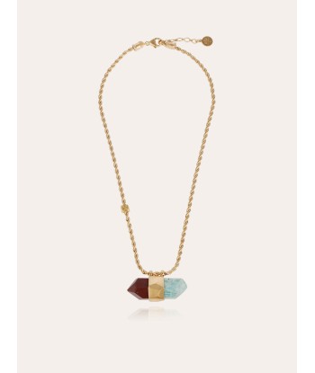 COLLIER AVENTURINE GRAND MODÈLE JASPE ROUGE ET AMAZONITE la colonne vertébrale