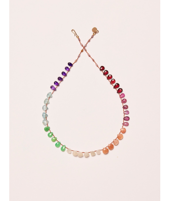 COLLIER RAINBOW AMAZONITE GRENAT SAPHIRS basket pas cher