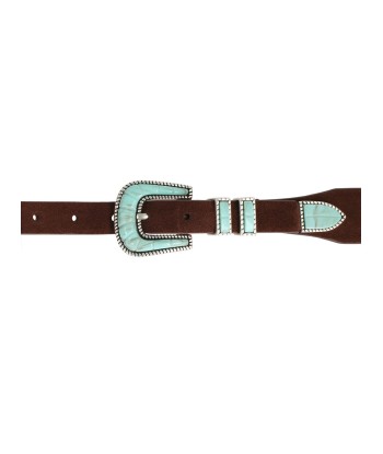 CEINTURE CRAZY EN CUIR SOFT BROWN TURQUOISE commande en ligne