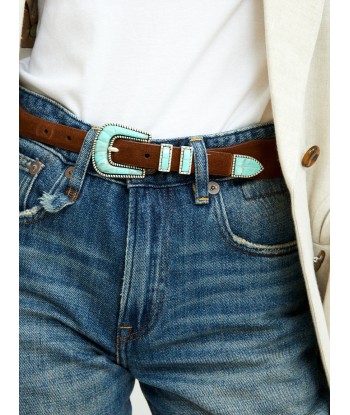 CEINTURE CRAZY EN CUIR SOFT BROWN TURQUOISE commande en ligne