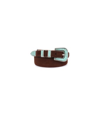 CEINTURE CRAZY EN CUIR SOFT BROWN TURQUOISE commande en ligne