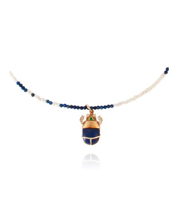 COLLIER SCARABÉE PERLES EAU DOUCE  ET LAPIS Vous souhaitez 