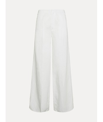 PANTALON PALAZZO EN GABARDINE DE COTON BLANC Faites des économies