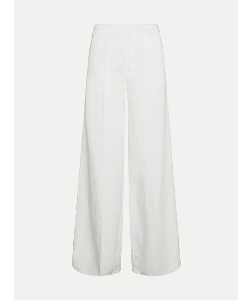 PANTALON PALAZZO EN GABARDINE DE COTON BLANC Faites des économies