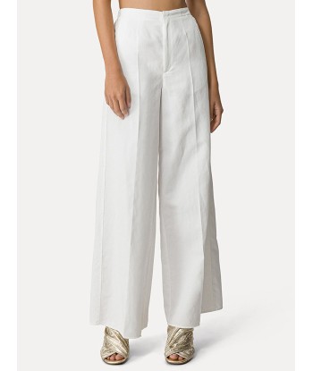 PANTALON PALAZZO EN GABARDINE DE COTON BLANC Faites des économies