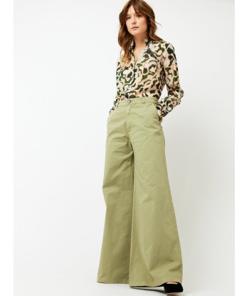 PANTALON LARGE EN COTON OLIVE les ctes