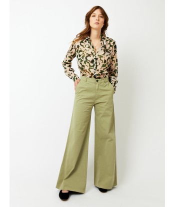 PANTALON LARGE EN COTON OLIVE les ctes