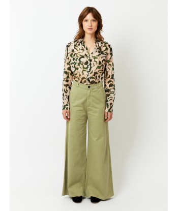 PANTALON LARGE EN COTON OLIVE les ctes