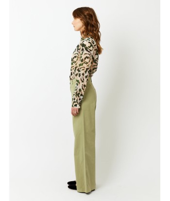 PANTALON LARGE EN COTON OLIVE les ctes