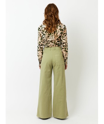 PANTALON LARGE EN COTON OLIVE les ctes