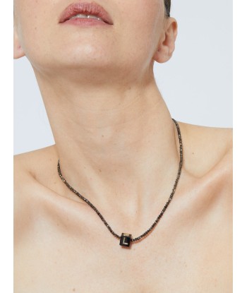 COLLIER CUBIX LOVE ONYX ET PERLES DE DIAMANT NOIR la colonne vertébrale