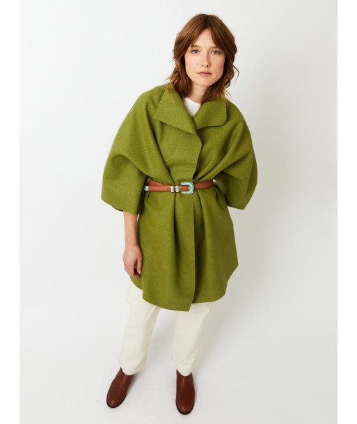 MANTEAU KIMONO PRESSED WOOL PERIDOT français