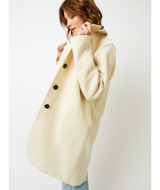 MANTEAU OVERCOAT BOILED WOOL NATURAL OFF WHITE Jusqu'à 80% De Réduction