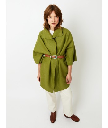 MANTEAU KIMONO PRESSED WOOL PERIDOT français