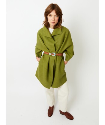 MANTEAU KIMONO PRESSED WOOL PERIDOT français