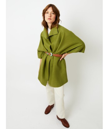 MANTEAU KIMONO PRESSED WOOL PERIDOT français