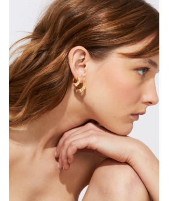 BOUCLE D'OREILLE NYC PETIT MODELE OR JAUNE ET DIAMANTS pas cher 