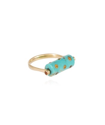 BAGUE TUBE LEA TURQUOISE ET SAPHIRS JAUNES 2 - 3 jours ouvrés.