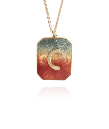 COLLIER ALPHABET ÉMAIL SUNSET C pas cher 