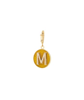 CHARM LETTRE M OR JAUNE, DIAMANTS ET EMAIL JAUNE pas cher