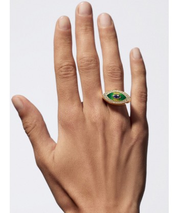 BAGUE EVIL EYE METRIQUE GREEN pas cher 