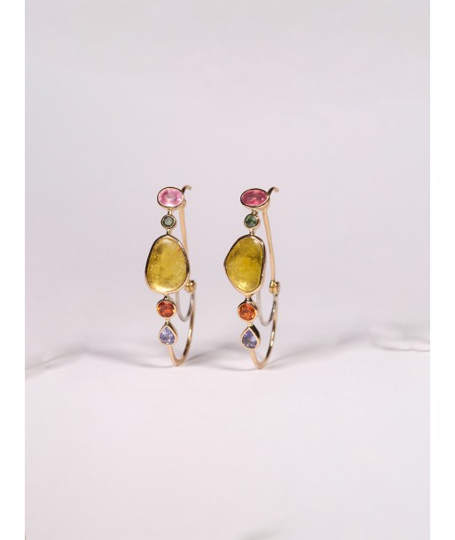 BOUCLES D'OREILLES POISSARDES TOURMALINE JAUNE est présent 