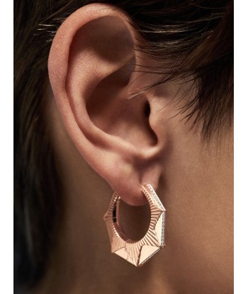 BOUCLE D'OREILLE NYC GRAND MODELE OR ROSE ET DIAMANTS de technologie