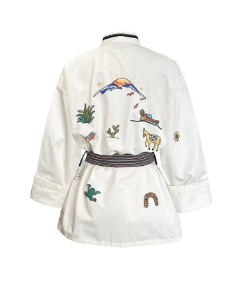 KIMONO MEXICAIN BLANC de pas cher