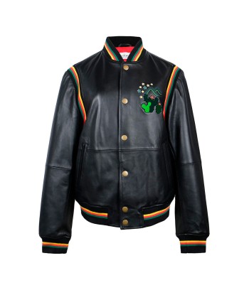 VESTE TEDDY EN CUIR NOIR Economisez 