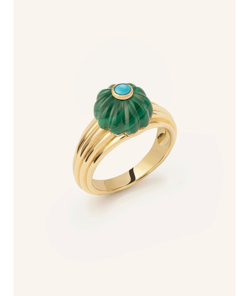 BAGUE GELATO MALACHITE ET TURQUOISE les ligaments