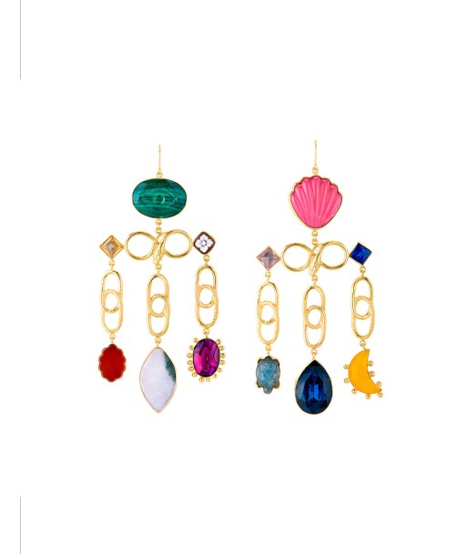 BOUCLES D'OREILLES MULTI LINKED CHARM DROP plus qu'un jeu 