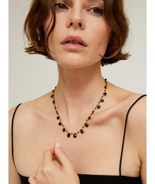 COLLIER WHITNEY DROPS & BEADS SPINELLE NOIRE soldes