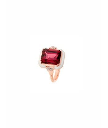 BAGUE EMAIL DIAMANT & RHODOLITE pas cheres