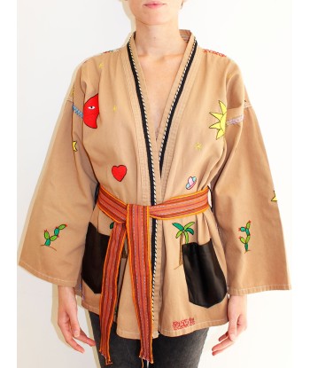 BEIGE MEXICAN KIMONO pas cher 