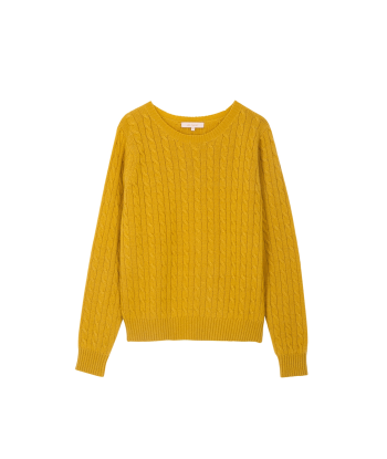 MUSTARD TWISTED CABLE SWEATER pas cher